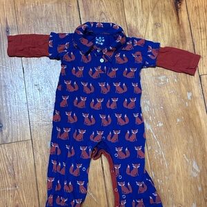 KicKee Pants Fox Print Kids One Piece - Blue and Red